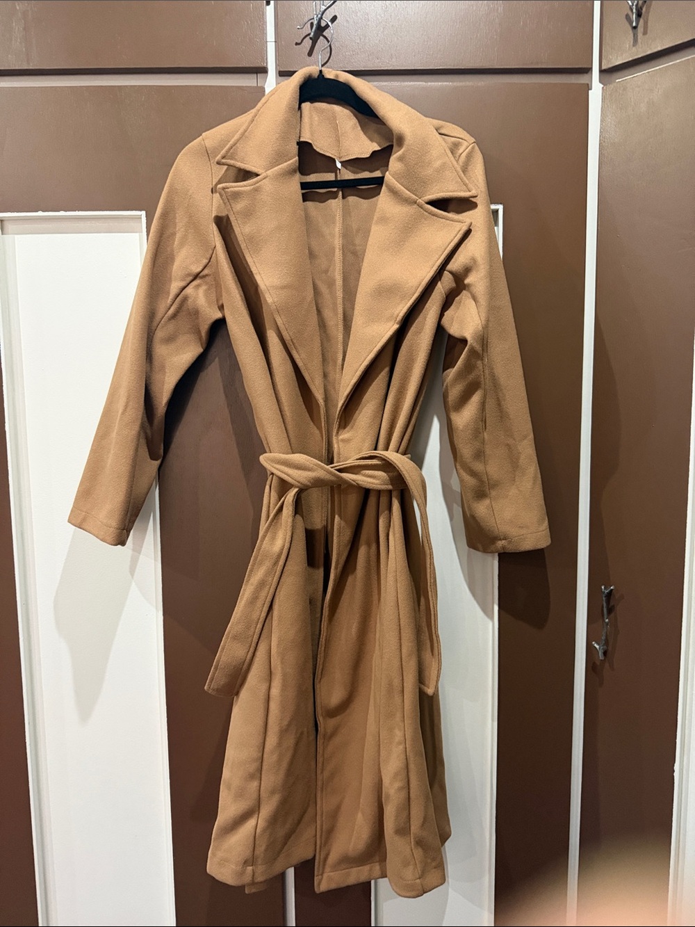 Women's Camel Wrap Trench Coat - Classic Belted Coat